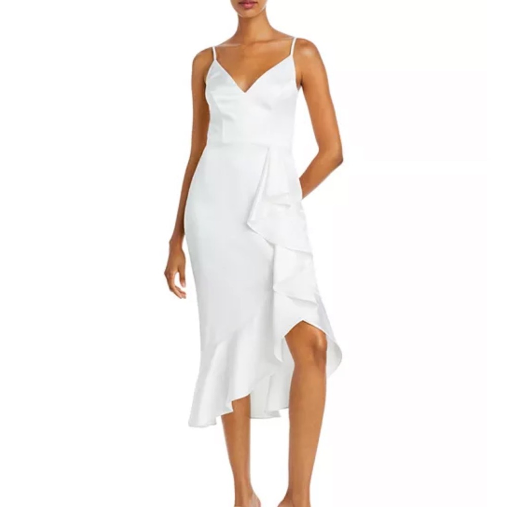 White ruffled midi dress